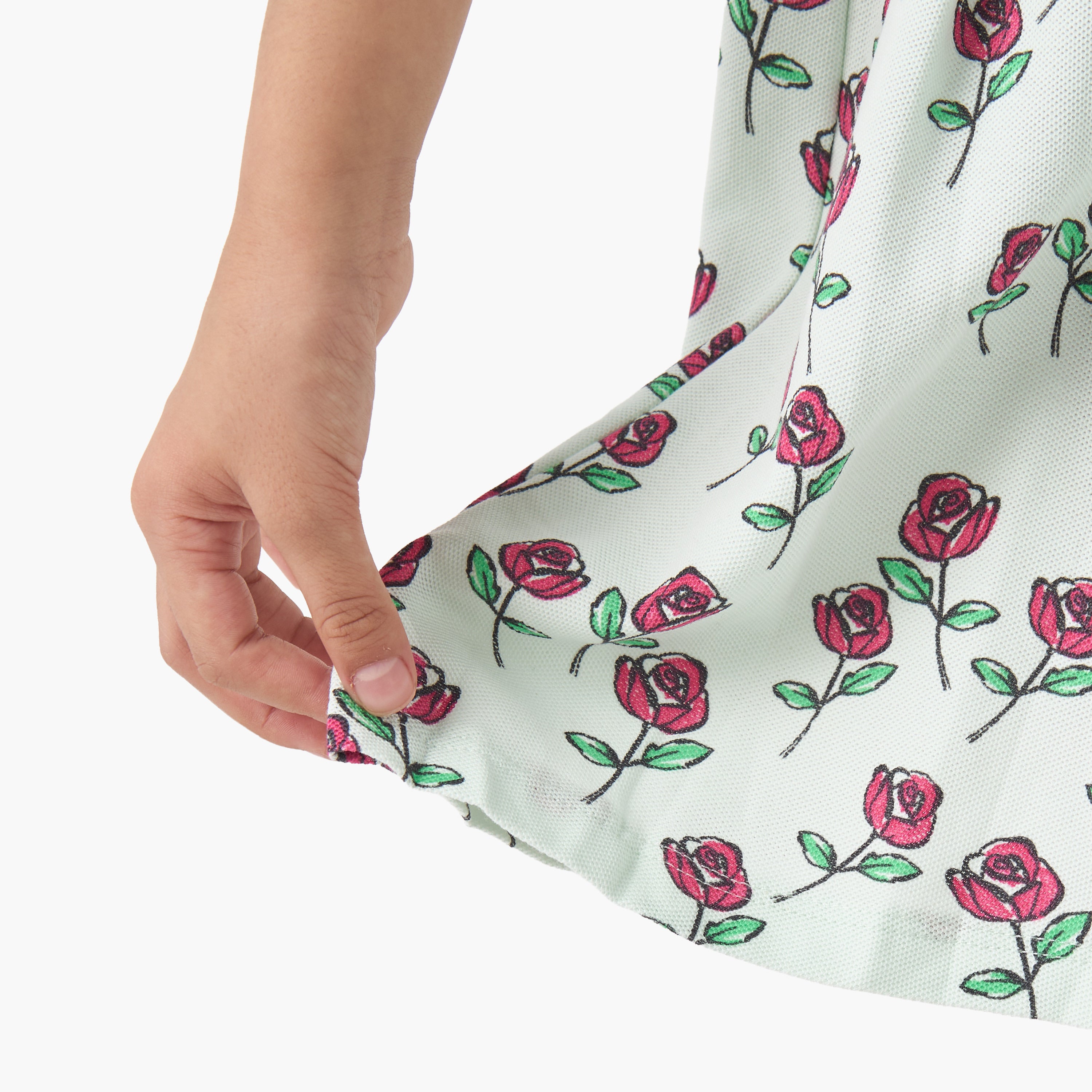 Juniors Peter Pan Collar Short Sleeves A-line Dress with Floral Print