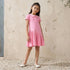Juniors Peter Pan Collar Short Sleeves Dress with Butterfly Embroidery - Pink / 1-2 yrs