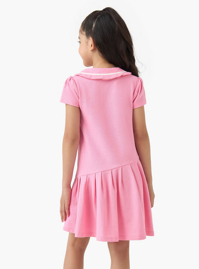 Juniors Peter Pan Collar Short Sleeves Dress with Butterfly Embroidery-girls-clothing-dressesandjumpsuits-image-3