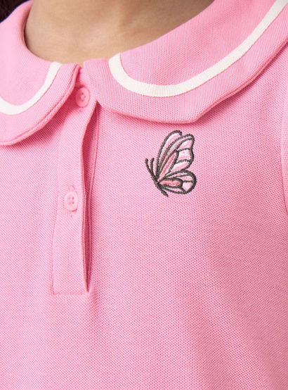Juniors Peter Pan Collar Short Sleeves Dress with Butterfly Embroidery-girls-clothing-dressesandjumpsuits-image-5