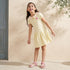 Juniors Peter Pan Collar Short Sleeves Dress with Heart Embroidery - Yellow / 1-2 yrs
