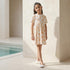 Juniors Round Neck Short Sleeves Skater Dress with Floral Print - White / 7-8 yrs