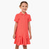 Juniors Collared Short Sleeves Drop Waist Dress with Bow Accent - Red / 1-2 yrs