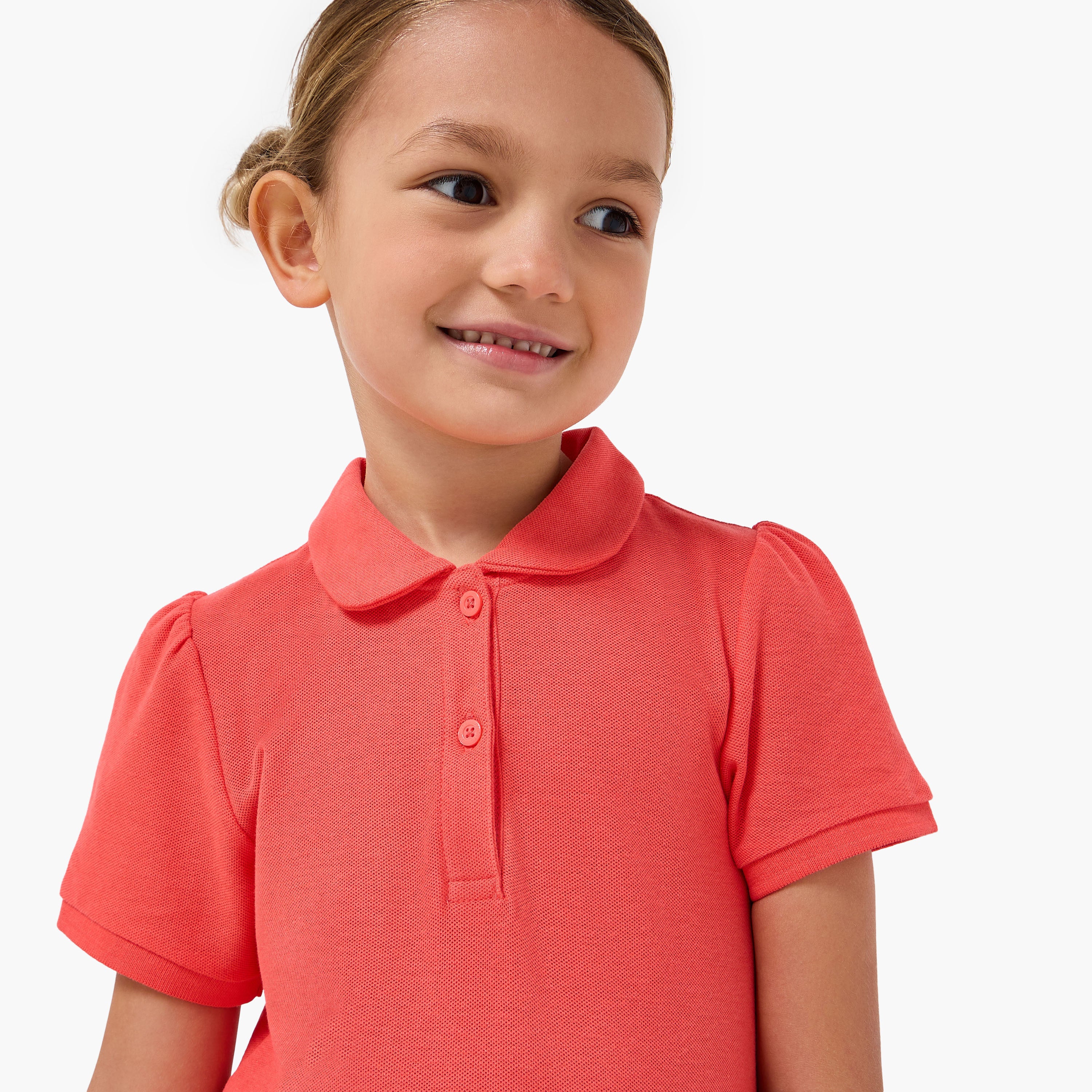 Juniors Collared Short Sleeves Drop Waist Dress with Bow Accent