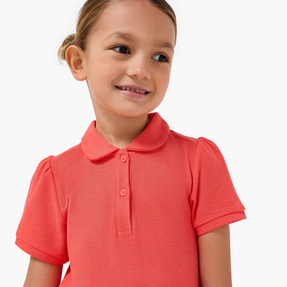 Juniors Collared Short Sleeves Drop Waist Dress with Bow Accent