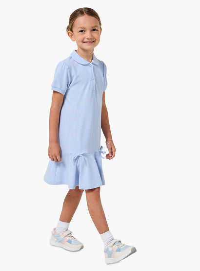 Juniors Collared Short Sleeves Polo Dress with Pleats-girls-clothing-dressesandjumpsuits-image-2
