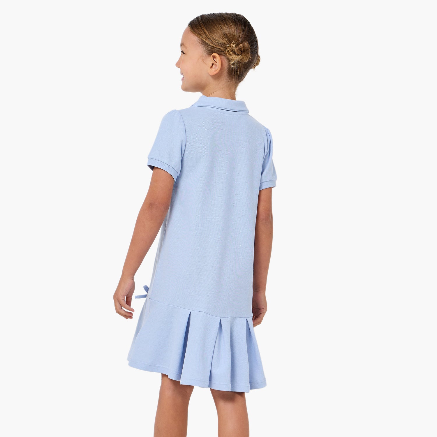 Juniors Collared Short Sleeves Polo Dress with Pleats