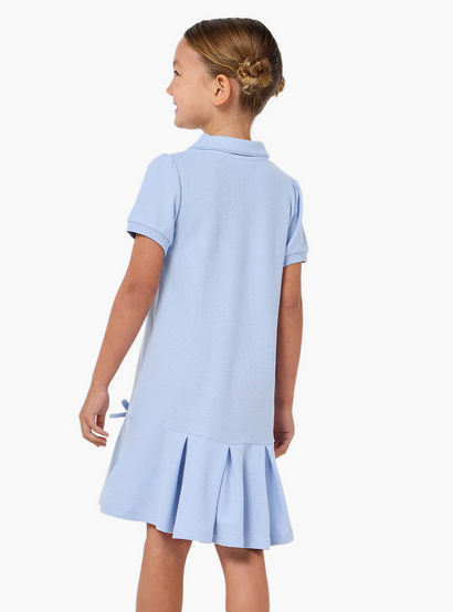 Juniors Collared Short Sleeves Polo Dress with Pleats-girls-clothing-dressesandjumpsuits-image-3