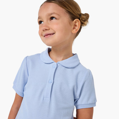 Juniors Collared Short Sleeves Polo Dress with Pleats