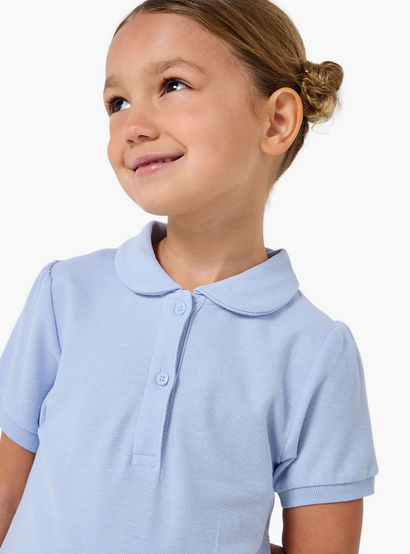 Juniors Collared Short Sleeves Polo Dress with Pleats-girls-clothing-dressesandjumpsuits-image-4