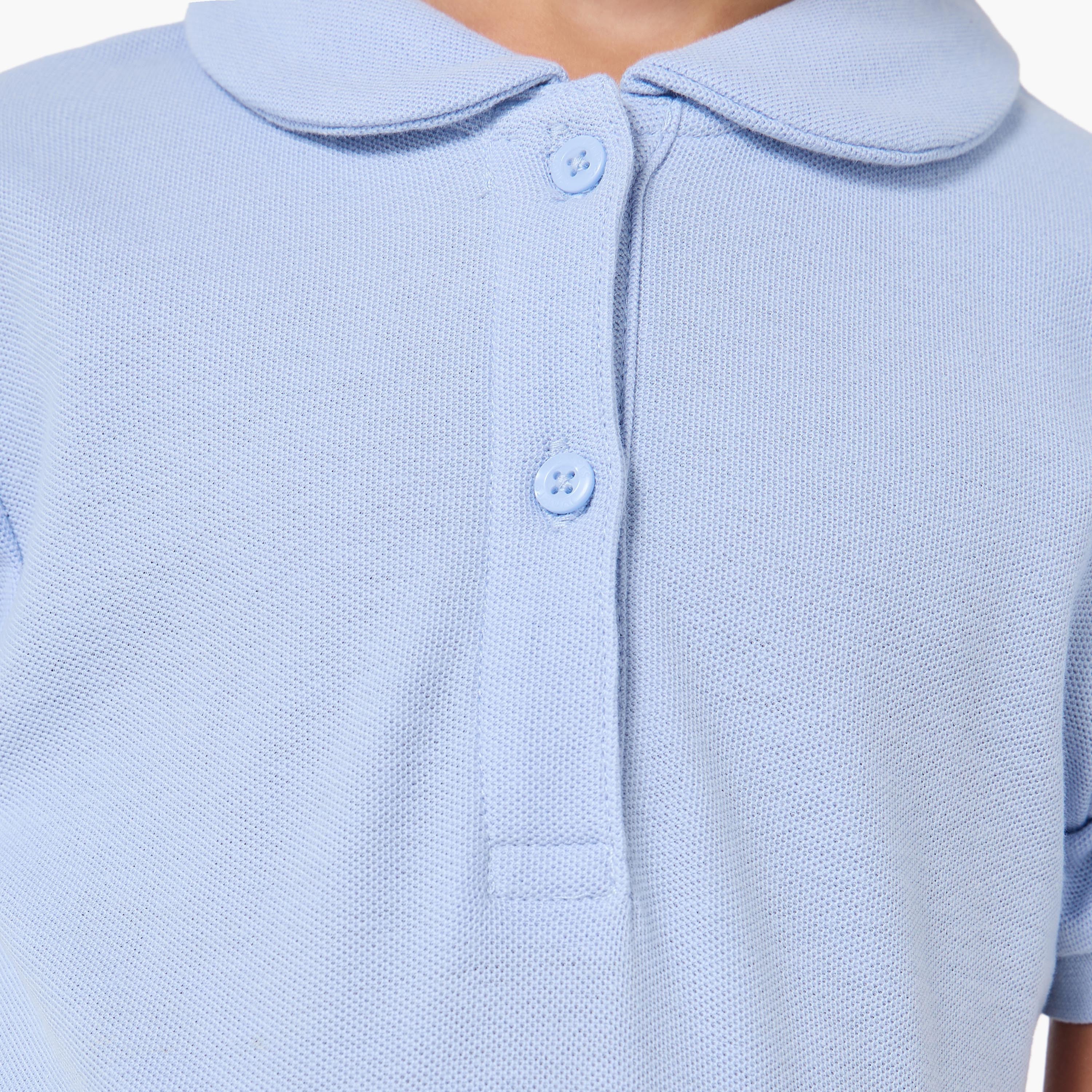 Juniors Collared Short Sleeves Polo Dress with Pleats