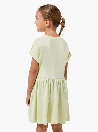 Juniors Round Neck Short Sleeves Knee Length A-line Dress with Cupcake Print-girls-clothing-dressesandjumpsuits-image-3