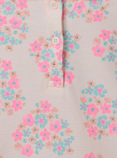 Juniors Peter Pan Collar Short Sleeves Polo Dress with Floral Print-girls-clothing-dressesandjumpsuits-image-2