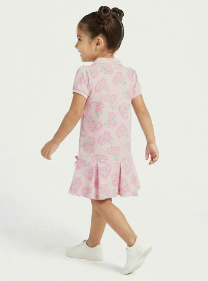 Juniors Peter Pan Collar Short Sleeves Polo Dress with Floral Print-girls-clothing-dressesandjumpsuits-image-4