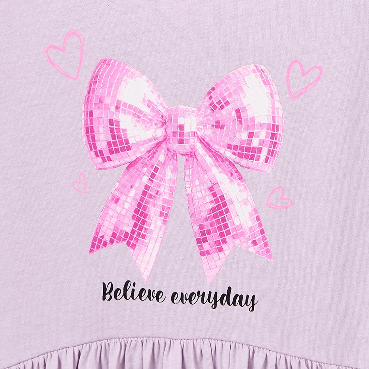 Juniors Round Neck Short Sleeves Knee Length A-line Dress with Bow Print