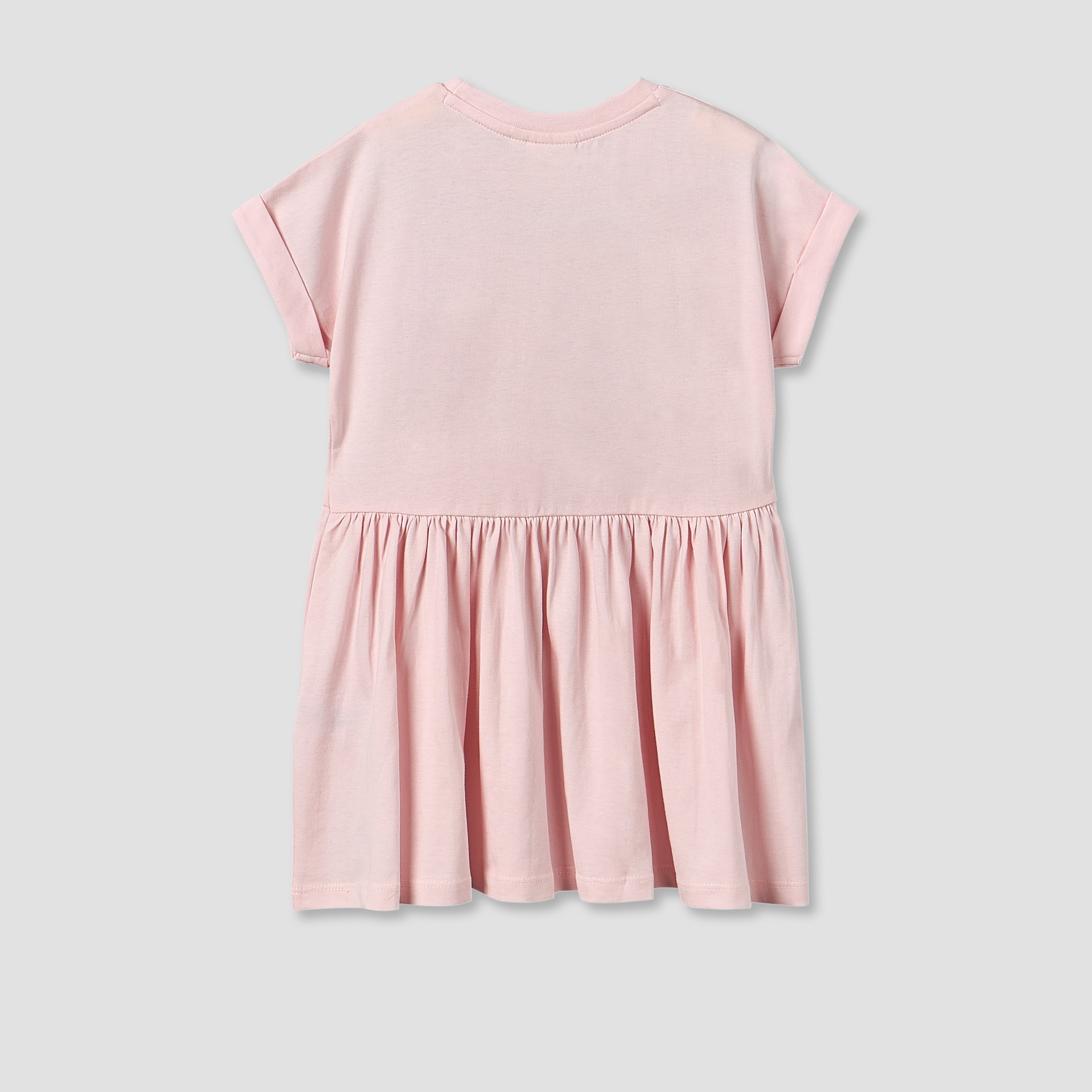 Juniors Round Neck Short Sleeves Knee Length A-Line Dress with Graphic Print
