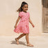 Juniors Round Neck Short Sleeves Knee Length A-line Dress with Floral Print - Multicolour / 6-7 yrs