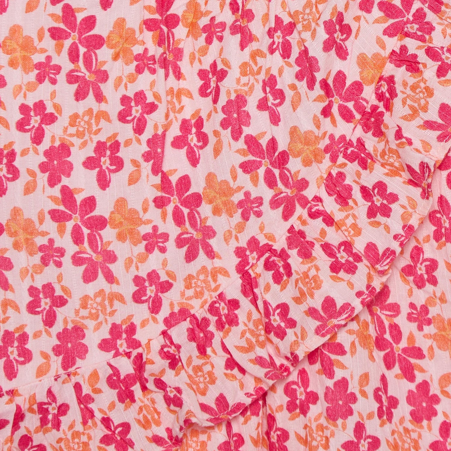 Juniors Round Neck Short Sleeves Knee Length A-line Dress with Floral Print
