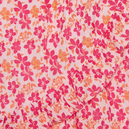 Juniors Round Neck Short Sleeves Knee Length A-line Dress with Floral Print