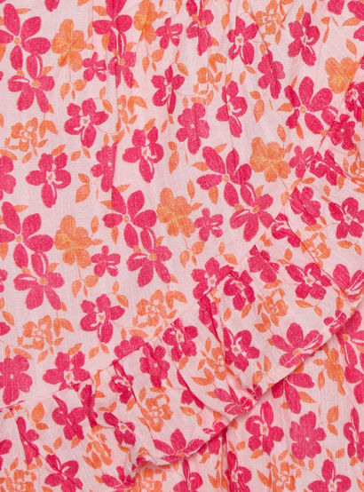 Juniors Round Neck Short Sleeves Knee Length A-line Dress with Floral Print-girls-clothing-dressesandjumpsuits-image-4