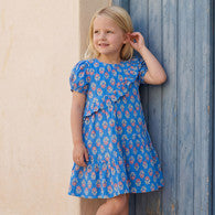 Juniors Round Neck Short Sleeves Knee Length A-Line Dress with Floral Print-undefined-image-1