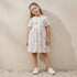 Juniors Round Neck Short Sleeves Knee Length A-line Dress with Heart Print - White / 6-7 yrs