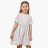 Juniors Round Neck Short Sleeves Knee Length A-line Dress with Floral Print - Green / 1-2 yrs