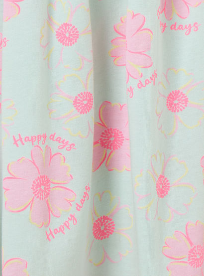 Juniors Round Neck Short Sleeves Knee Length A-line Dress with Floral Print-girls-clothing-dressesandjumpsuits-image-5