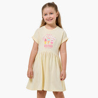 Juniors Round Neck Short Sleeves Knee Length A-line Dress with Ice Cream Print-undefined-image-1