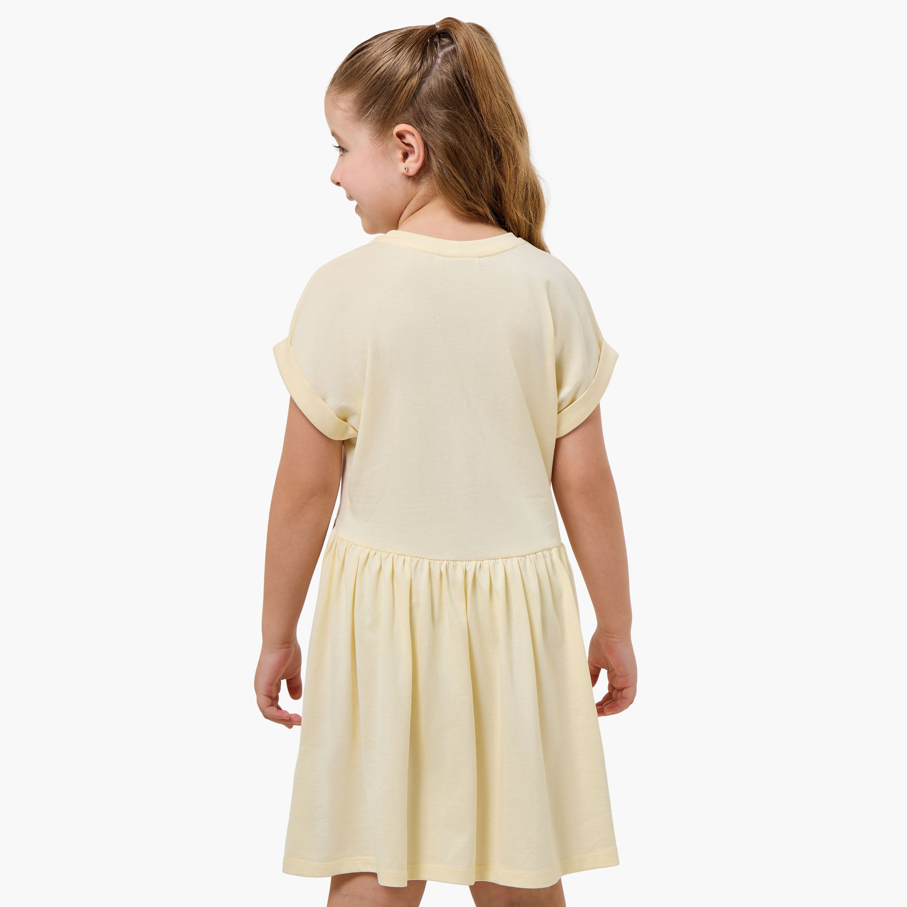 Juniors Round Neck Short Sleeves Knee Length A-line Dress with Ice Cream Print