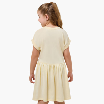 Juniors Round Neck Short Sleeves Knee Length A-line Dress with Ice Cream Print