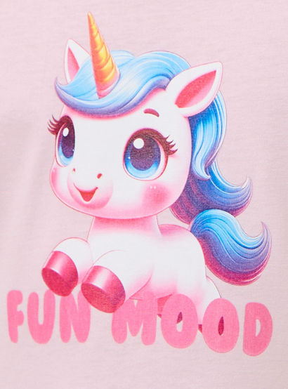 Juniors Round Neck Short Sleeves Knee Length A-line Dress with Unicorn Print-girls-clothing-dressesandjumpsuits-image-5
