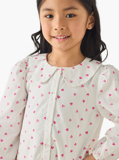 Juniors Peter Pan Collar Long Sleeves Drop Waist Dress with Ruffle Design-girls-clothing-dressesandjumpsuits-image-4