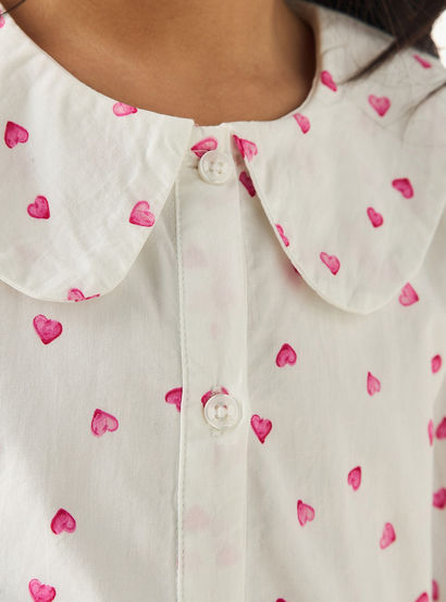 Juniors Peter Pan Collar Long Sleeves Drop Waist Dress with Ruffle Design-girls-clothing-dressesandjumpsuits-image-5