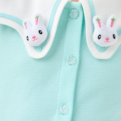 Juniors Sailor Neck Short Sleeves A-Line Dress with Bunny Applique