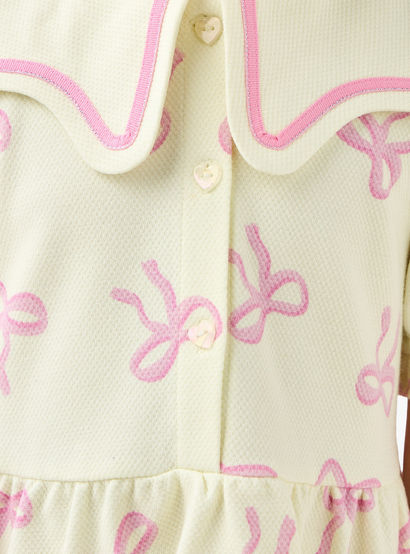 Juniors Sailor Neck Short Sleeves A-Line Dress with Bow Print-girls-clothing-dressesandjumpsuits-image-4
