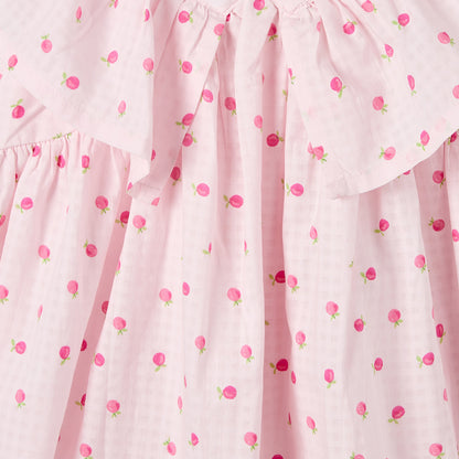 Juniors V-neck Sleeveless Knee-Length Dress with Fruit Print
