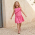 Juniors V-neck Sleeveless A-line Dress with Ruffles - Pink / 6-7 yrs