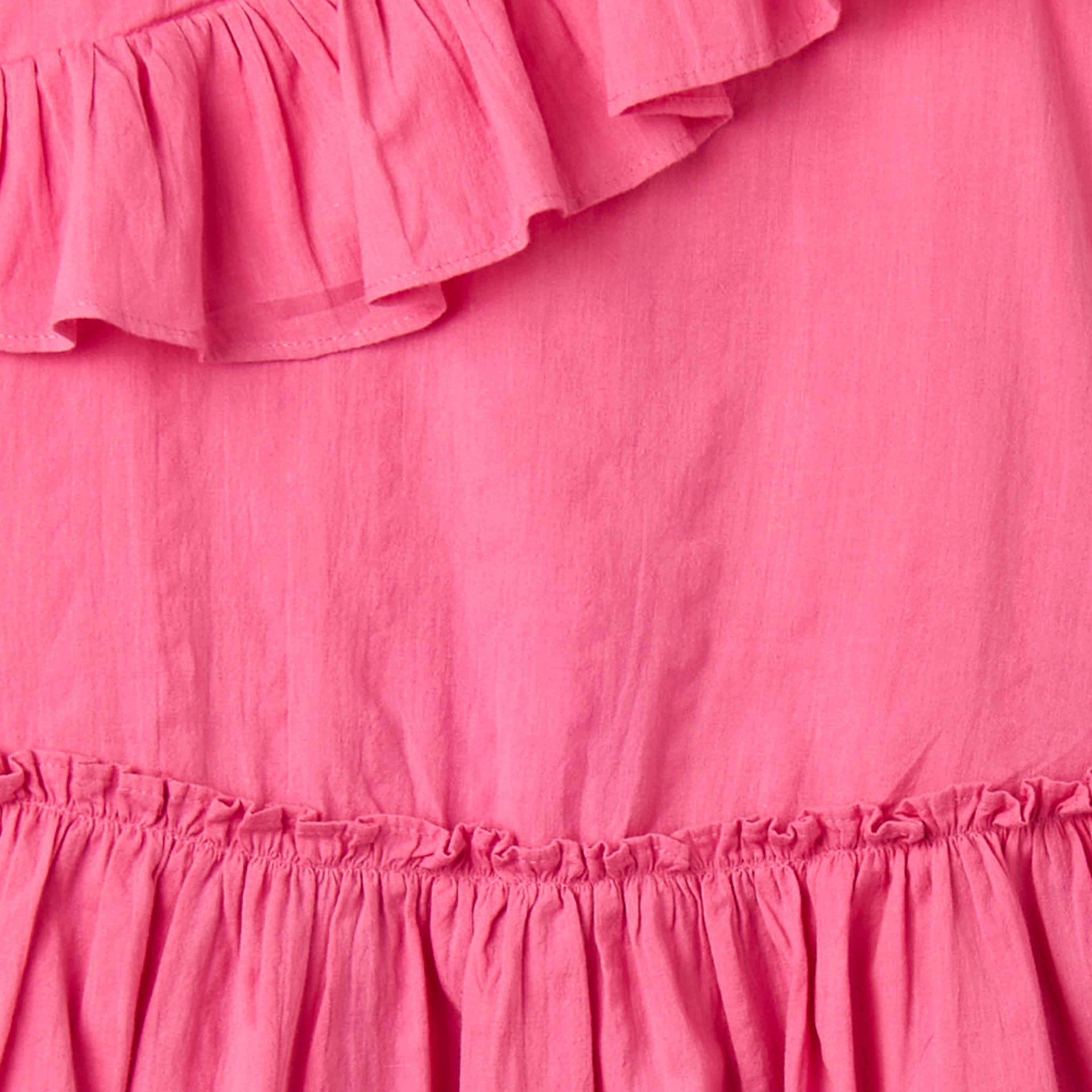 Juniors V-neck Sleeveless A-line Dress with Ruffles