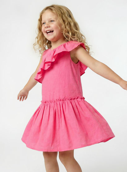 Juniors V-neck Sleeveless A-line Dress with Ruffles-girls-clothing-dressesandjumpsuits-image-5