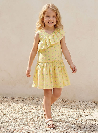 Juniors V-neck Sleeveless A-line Dress with Floral Print-girls-clothing-dressesandjumpsuits-image-1
