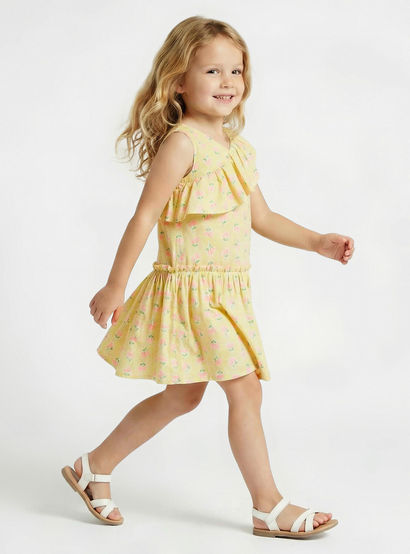 Juniors V-neck Sleeveless A-line Dress with Floral Print-girls-clothing-dressesandjumpsuits-image-2
