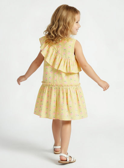 Juniors V-neck Sleeveless A-line Dress with Floral Print-girls-clothing-dressesandjumpsuits-image-3
