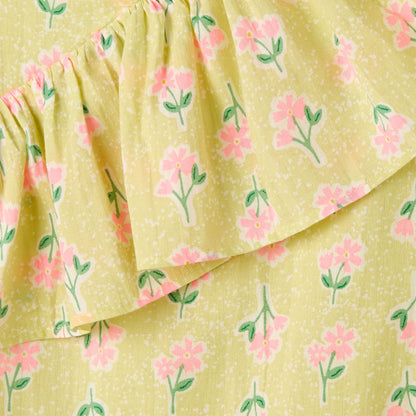 Juniors V-neck Sleeveless A-line Dress with Floral Print