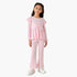 Juniors Round Neck Long Sleeve Top and Flared Pants Set with Ribbed Texture - Pink / 3-4 yrs