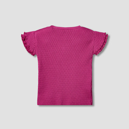 Juniors Crew Neck Short Sleeves T-shirt with Bow Applique