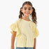 Juniors Crew Neck Short Sleeves T-shirt with Floral Applique - Yellow / 1-2 yrs