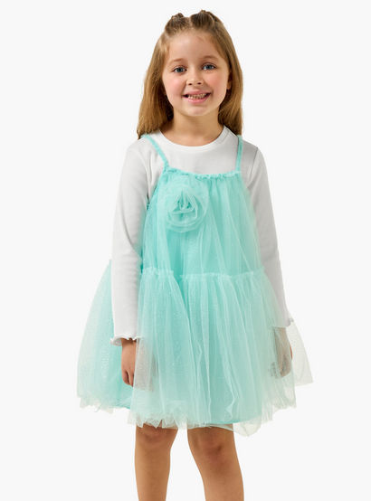 Set of 2 Juniors Round Neck Long Sleeves Dress with T-shirt-girls-clothing-dressesandjumpsuits-image-1
