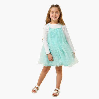 Set of 2 Juniors Round Neck Long Sleeves Dress with T-shirt