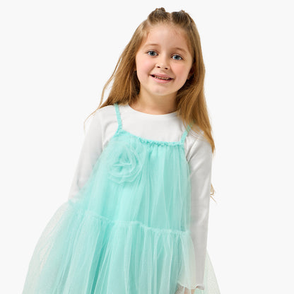 Set of 2 Juniors Round Neck Long Sleeves Dress with T-shirt